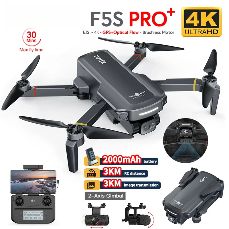 

Профессиональный Квадрокоптер F5S PRO с GPS и камерой, с бесщеточным двигателем HD EIS, с радиоуправлением FPV 3 км, VS F11S4K