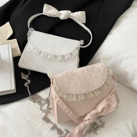 elegant lace up bow handle women shoulder bags vintage embossed design ladies crossbody bag female square chain clutch handbags