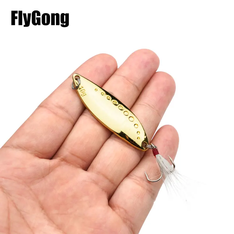 Фото Flygong 1 шт. 2.5g/3.5g/7g/10g/1 5g/20g/25g Spoon Metal Fishing Sequin Lure Feather воблер Flutter Sequins блесна на щуку №5