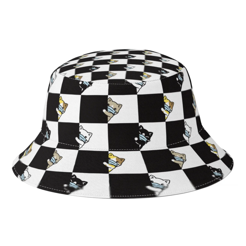 

Spring Summer Cute Cat Bucket Hat for Unisex Creative Animal Lovers Fisherman Hats Sandbeach Boonie Hat