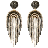 ztech beads earrings for women hand make long link tassel korean fashion style trendy accessories high quality vintage jewelry