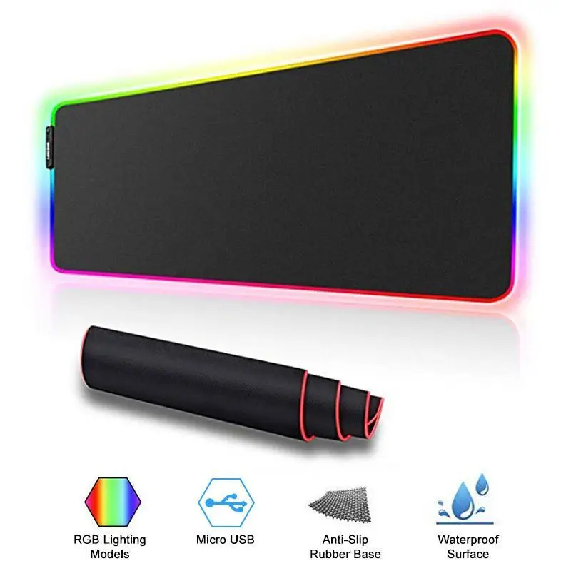 

RGB Large Gaming Mousepad LED Backlit Carpet Big size Mause Pad Game Keyboard Mouse Pad Gamer Desk mat Computer Mice Mat