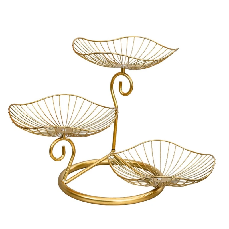 

Creative Simple Three-layer Fruit Tray Groceries Fruit Vegetable Basket Bracket Decoration Fruit Bowl Storage Rack Black Gold