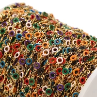 1m gold plated stainless steel 4mm colorful enamel round cable link chains for diy jewelry necklaces bracelets making findings