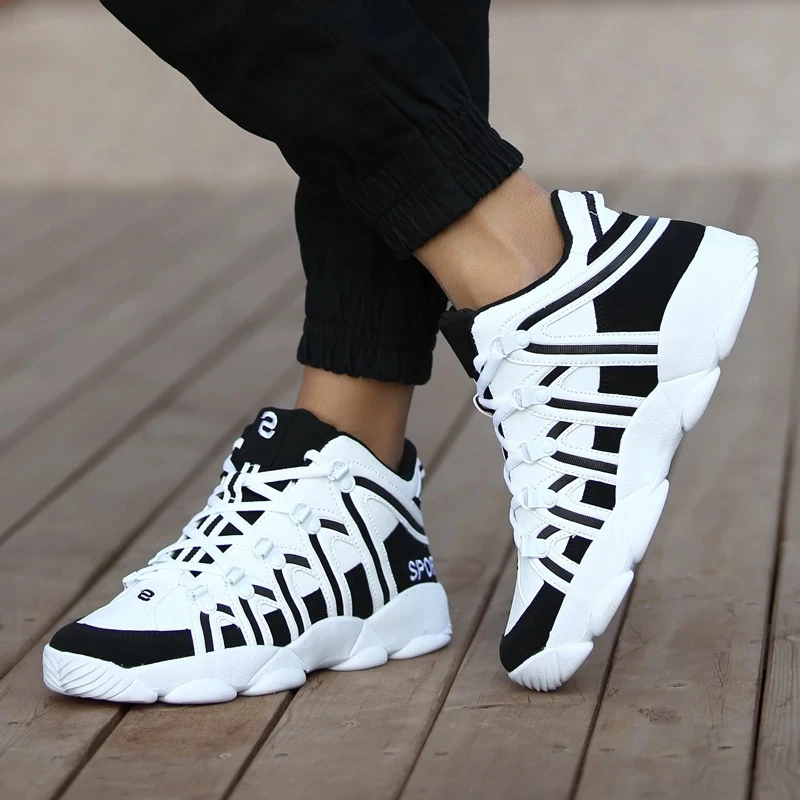 Unisex Sneakers Men Women Walking Shoes Artificial Leather Platform Fashion Footwear Plus Size 35-48