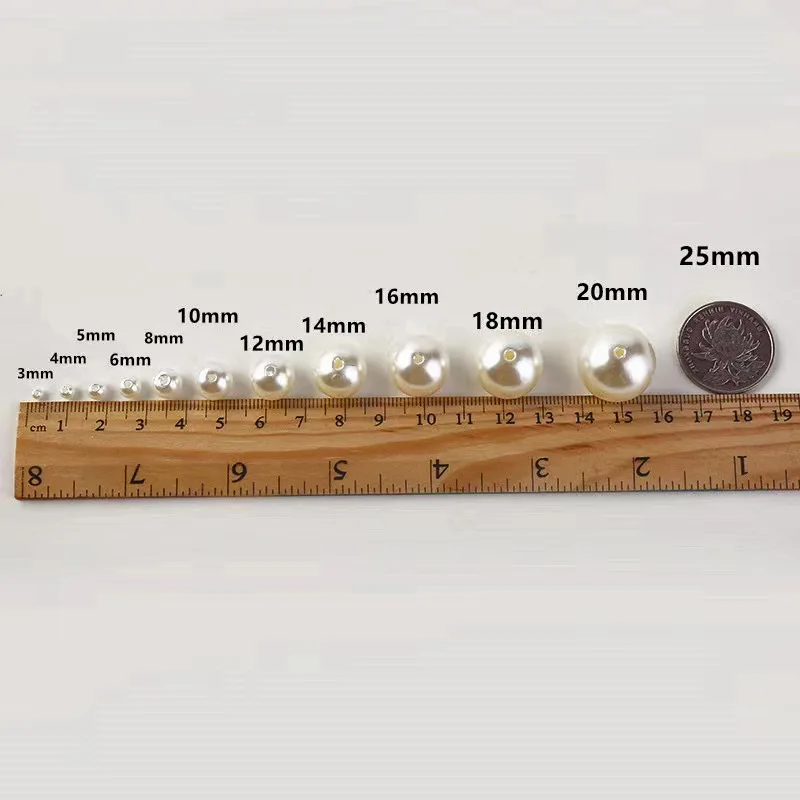 Жемчужные бусины 3/4/5/6/8/10/12/14/16/18/20 мм из АБС-пластика круглые россыпью для