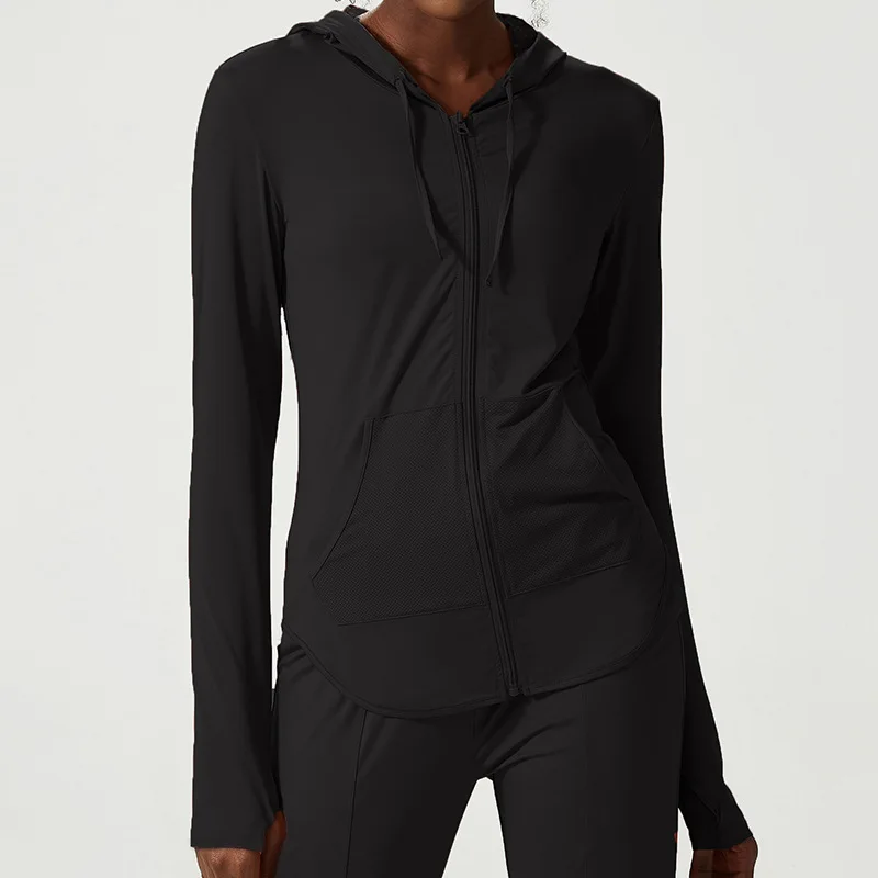 Antibom Yoga Clothing Jacket Women's Thin Section Long-sleeved Fitness Coats Running Breathable Quick-drying Sportswear Top