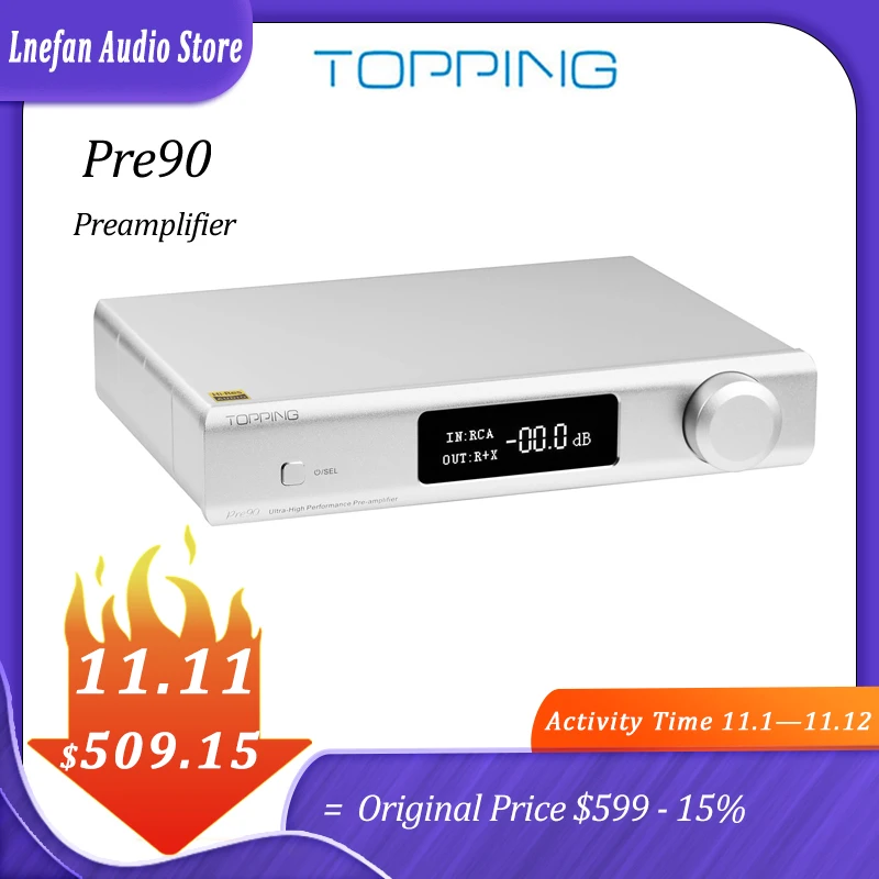 

TOPPING Pre90 HIFI Preamplifier Hi-Res Audio Preamp +Ext90 Input Extender Ultra-High NFCA Modules AMP RCA XLR Output Combination