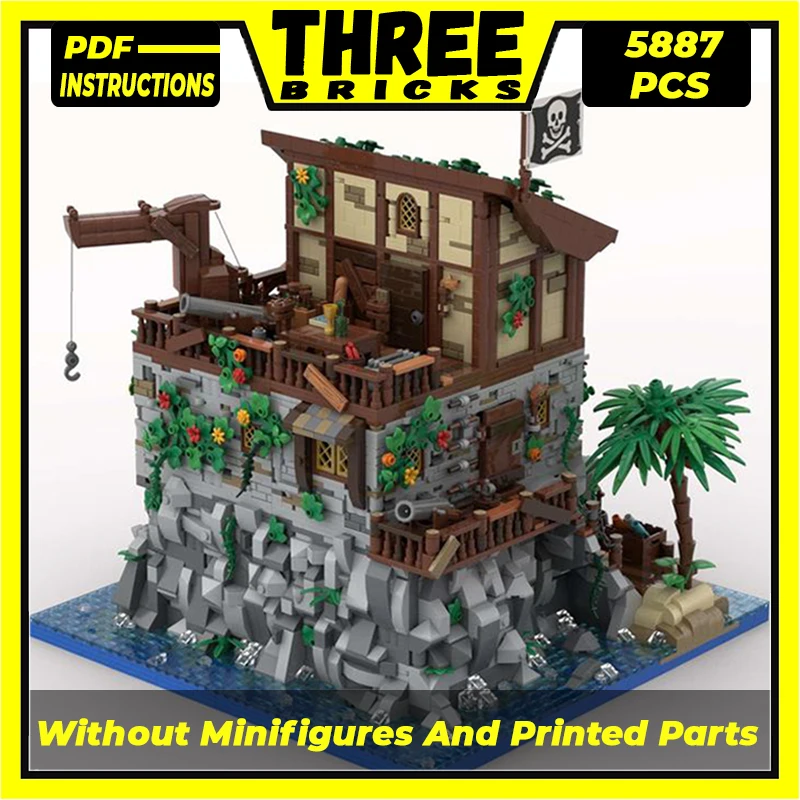 

Technical Moc Bricks Fortress Model Pirate Skull Island Modular Building Blocks Gifts Toys For Children DIY Sets Assembling