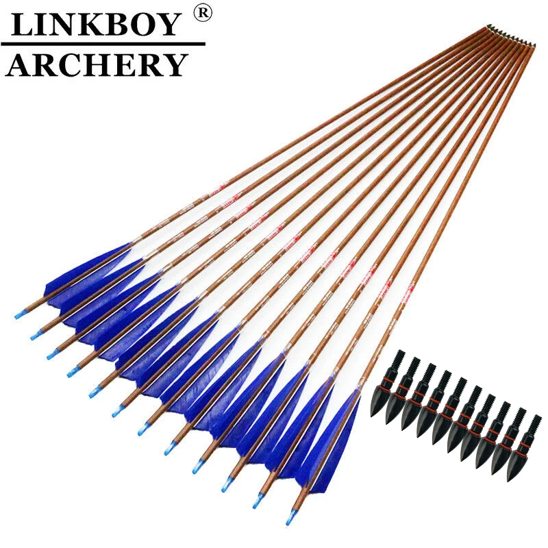 

Linkboy стрельба из лука из чистого карбона стрела 32 дюйма Spine300 400 450 500 600 Деревянная Кожа 5 дюймов искусственная для традиционного Лука 12 шт.