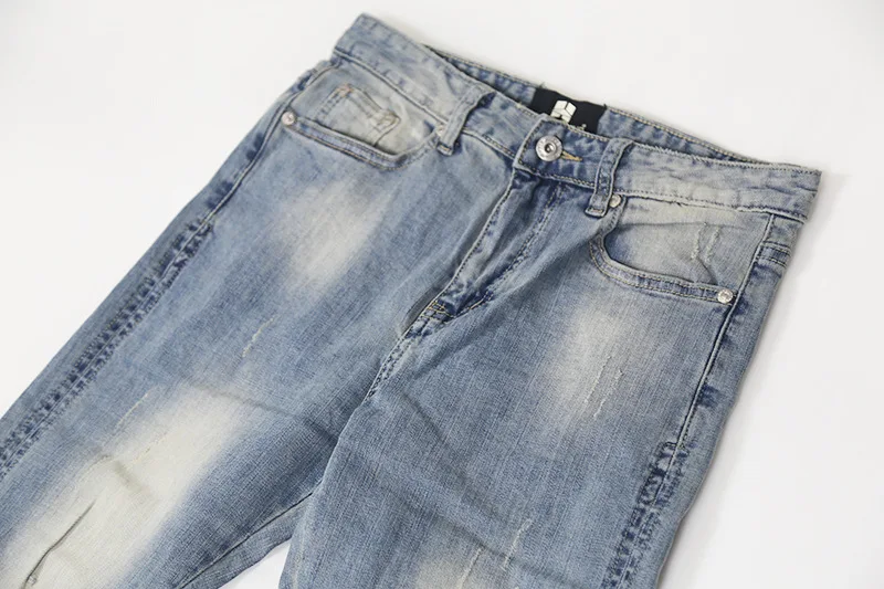 Men's New High Quality Destroyed Pants Can Be Used To Make Old Blue Holes Slim Fit Stretch Jeans with Small Feet Men's Fashion