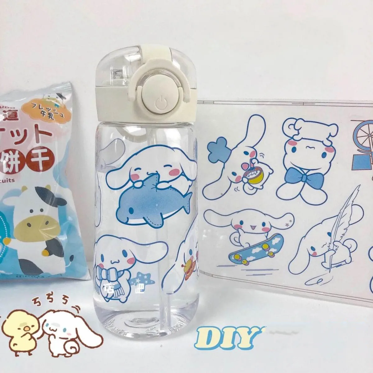 

Kawaii Sanrio My Melody Cinnamoroll Kuromi Cute Cartoon Anime Summer Large-Capacity Portable Straw Plastic Water Cup 350Ml-800Ml