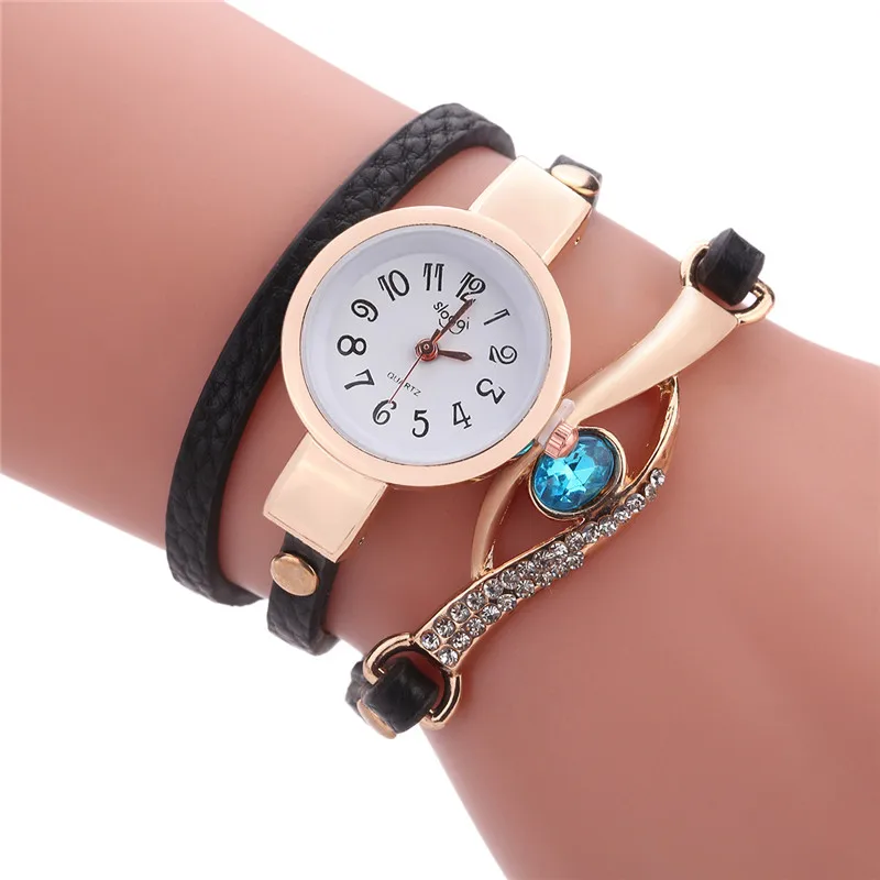 

New Fashion Women Watches Eye Gemstone Luxury Watches Women Gold Bracelet Watch Female Quartz Wristwatches Reloj Mujer 2021 Set
