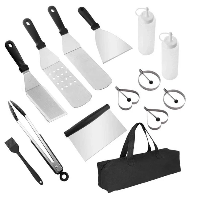 

Набор инструментов для барбекю 14 шт. плоский гриль стейк Teppanyaki профессиональный набор шпателей для гриля со скребком аксессуары для барбек...