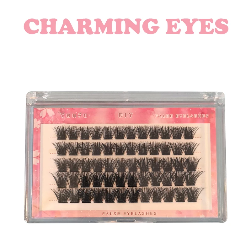 Накладные ресницы одинарные кластерные сегментированные 5-рядные с тонкими