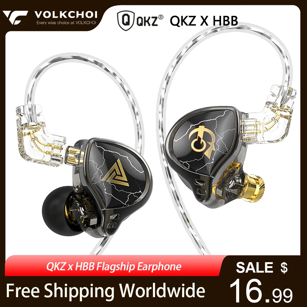 

QKZ X HBB HIFI Earphones 1 Dynamic Driver Bass In-ear Earphone Hi-Res Audio Wired Earbuds