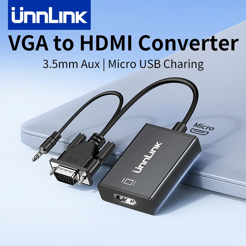 Unnlink адаптер VGA-HDMI с аудиокабелем 1080P 60Гц |