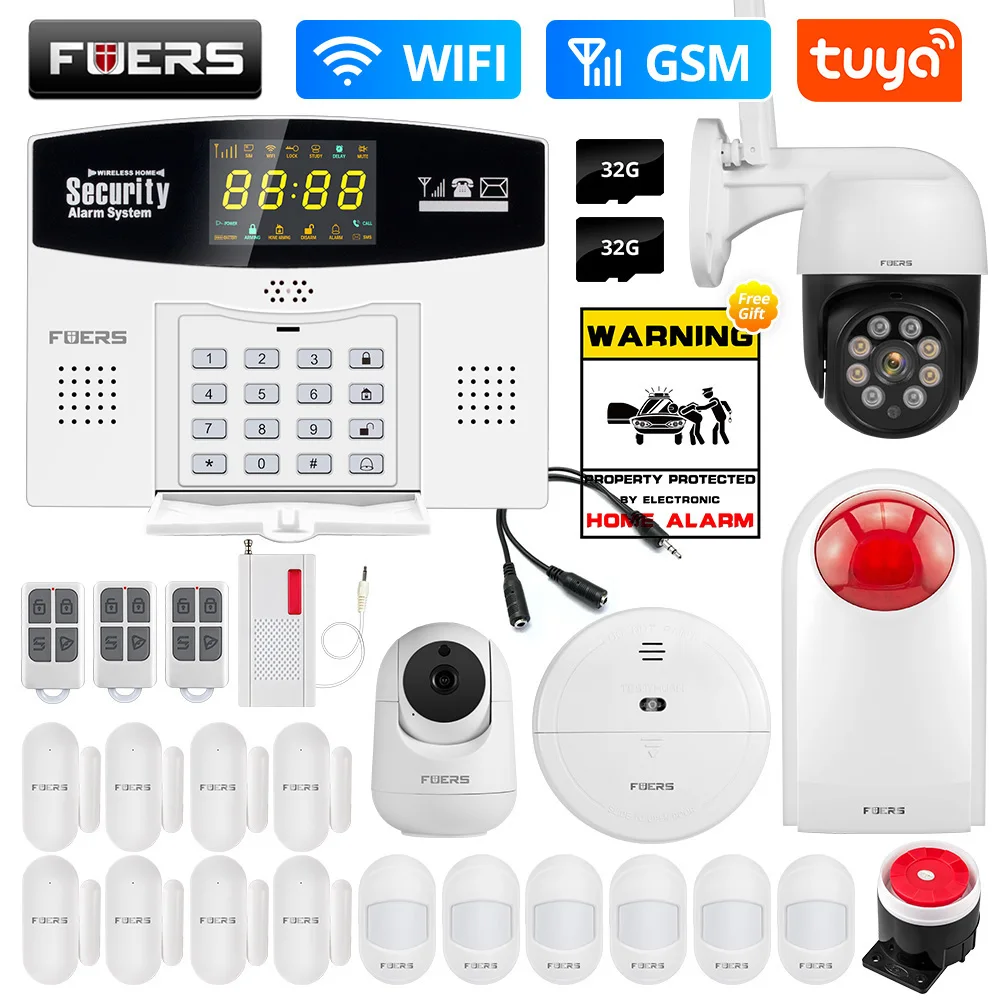 Умная сигнализация Fuers Tuya с поддержкой Wi-Fi и GSM, комплектация на ...