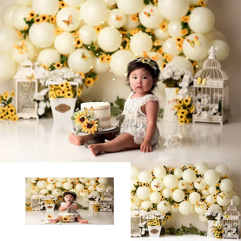 

Photography Background Sunflower Bee Honey Jar Girl Birthday Party Cake Smash Newborn Baby Shower Photo Studio Backdrop