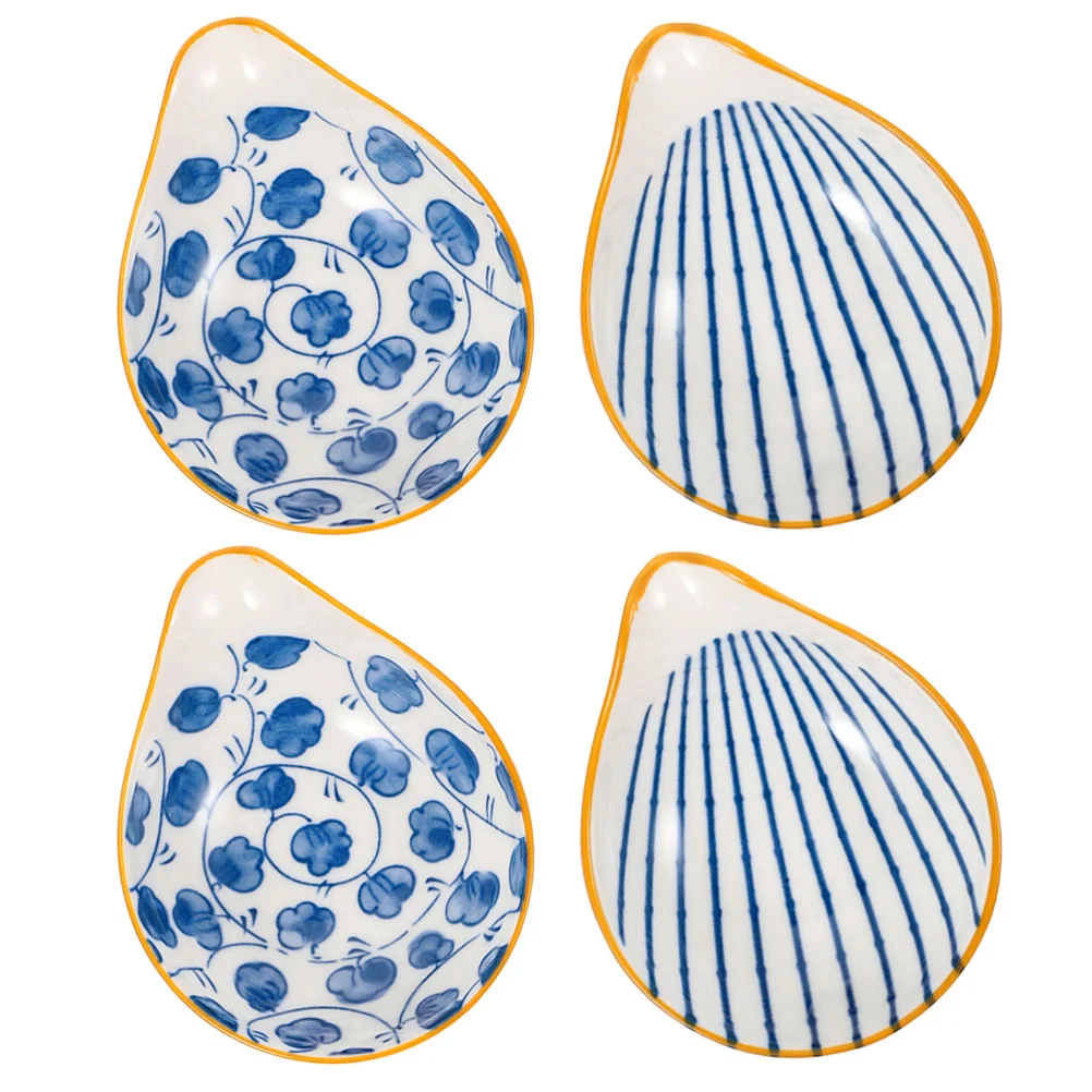 

4 Pcs Ceramic Spoon Rest Spoon Rest Ceramic Washable Sauce Dish Side Dish Appetizer Dish Ceramics Condiment Dish Dipping Dish