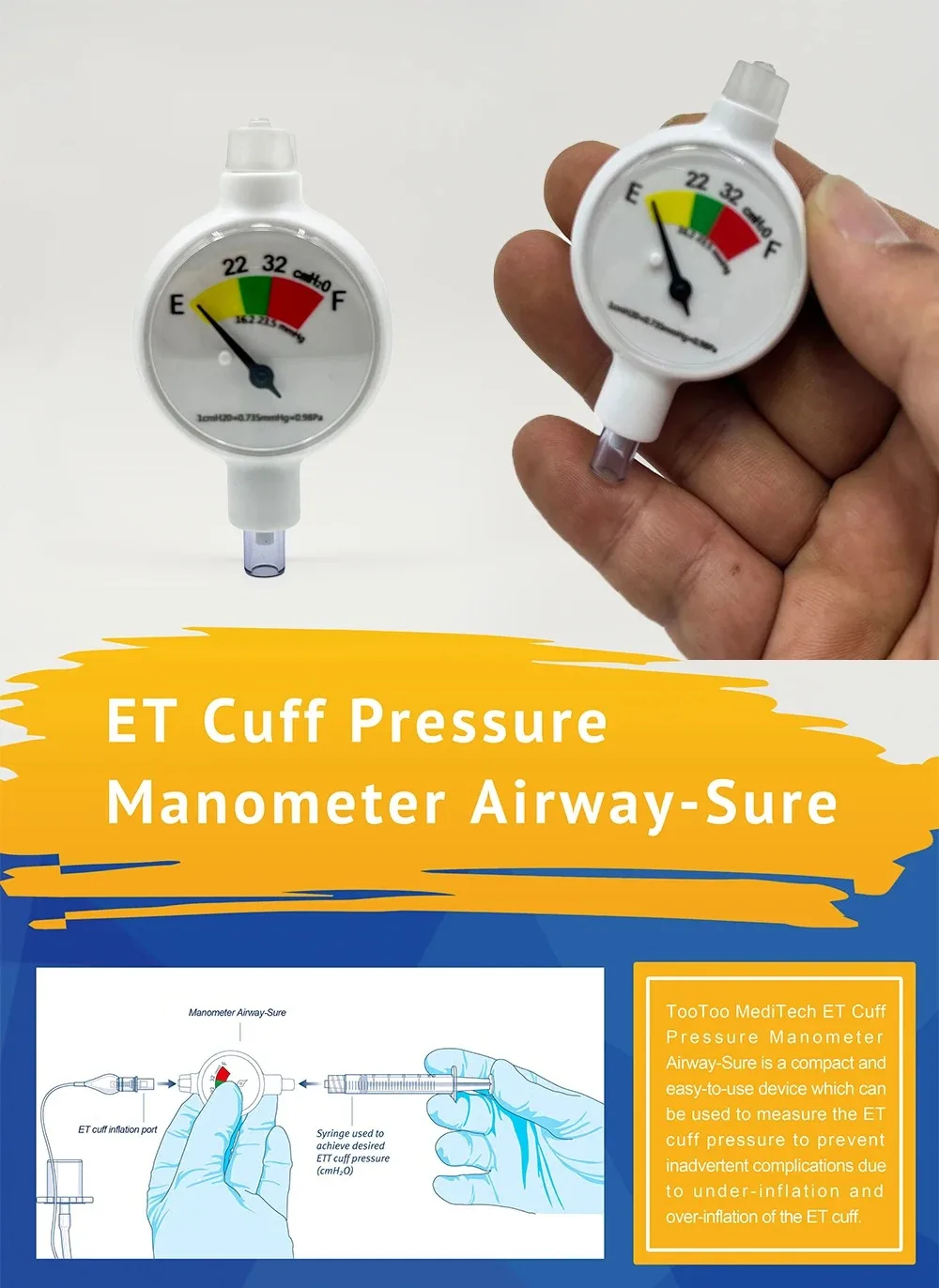 1 шт. Эндотрахеальная Интубация Воздушный манометр прибор для определения