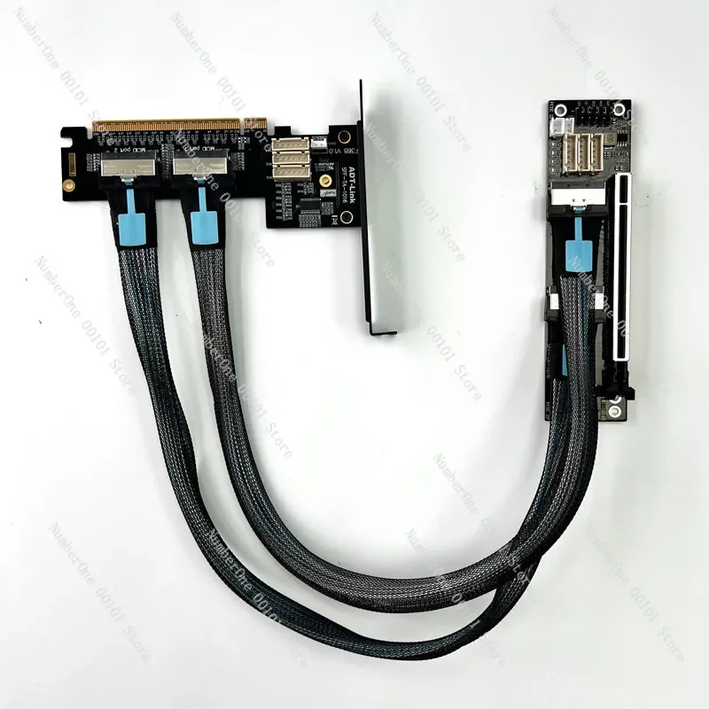 Фото Кабель-удлинитель ADT PCIe 4.0x16 MCIO для видеокарт, поддерживает подключение одного или двух SFF-TA-1016 №1