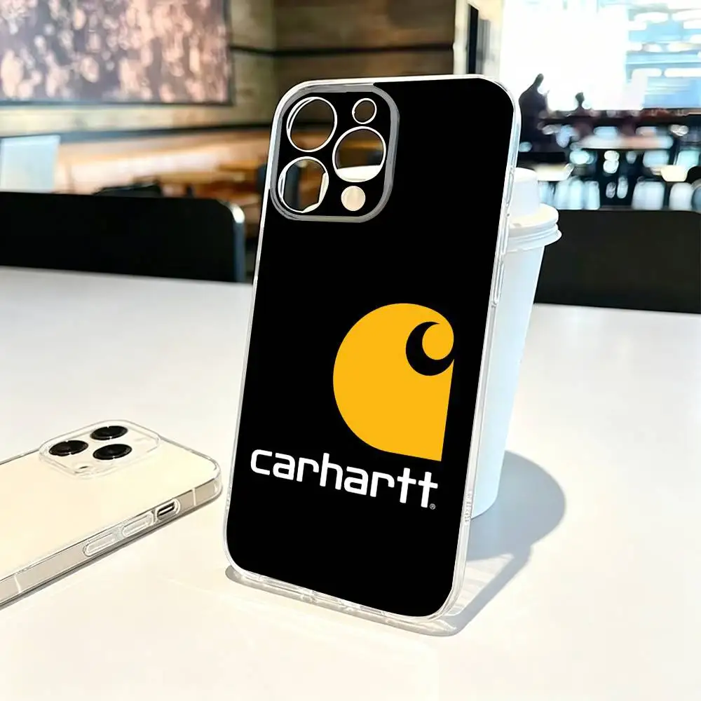 Фото Кожаный чехол для телефона C-Carhartt с логотипом для iPhone 17 16 15 14 13 12 11 Mini Pro Max Plus, прозрачная накладка №4