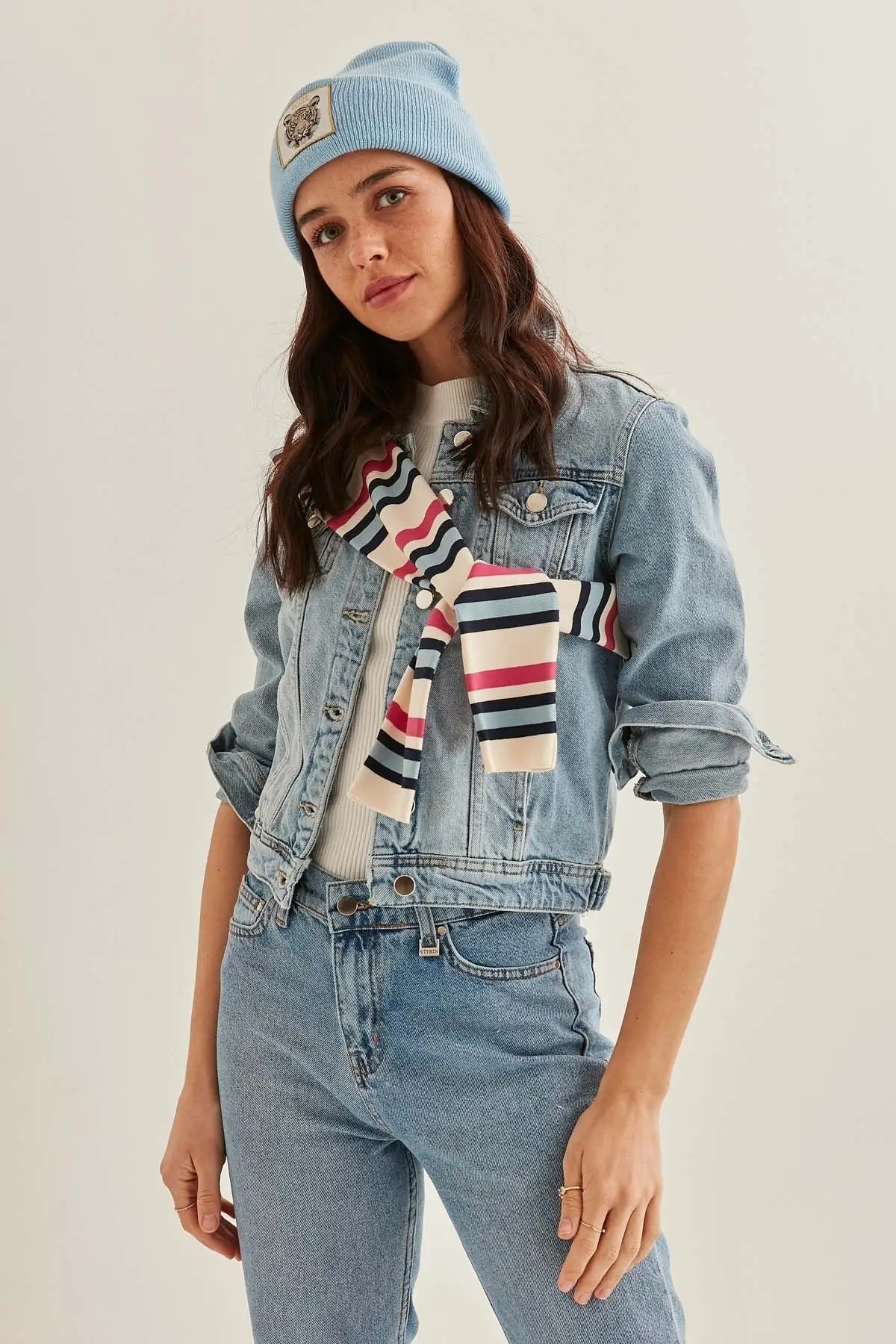 

Women's Fashion Denim Jacket Coat Blue Denim Mini Jacket