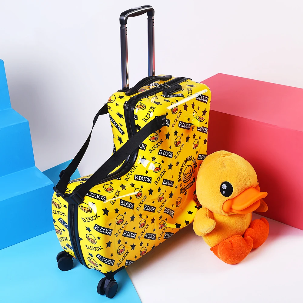 AO WEI LA Travel Suitcases PC Kids' Luggage with Wheels Ride-On Suitcase for Kids Rolling Trolley Case Fits to 1-12 Years Old
