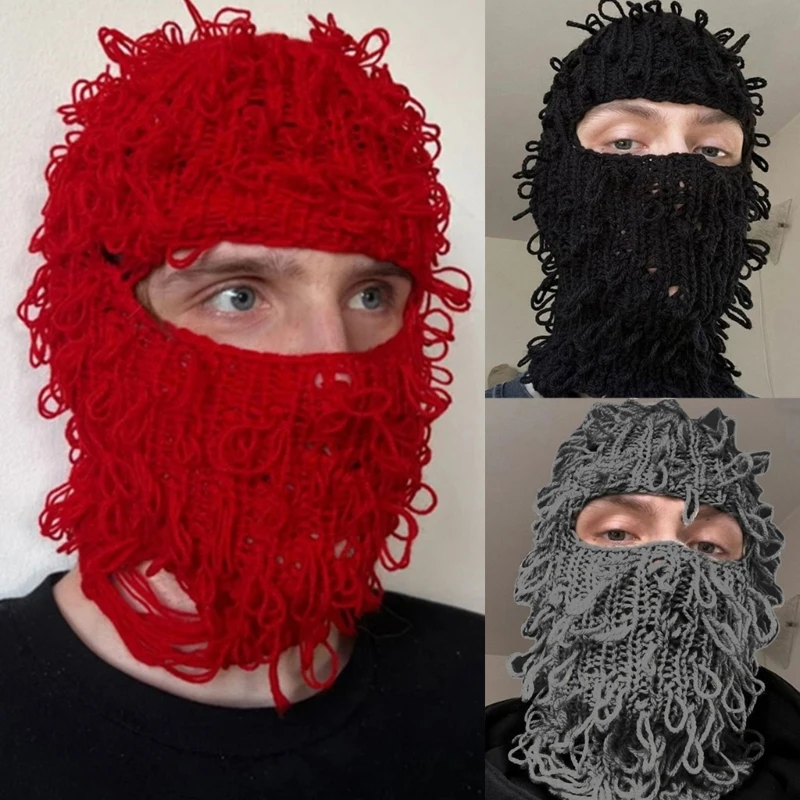 

652F Balaclava Hat for Autumn Winter Knitted Hat Winter Party Photography Props