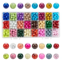 1 box about 600 pcs 24 color 8mm round drawbench baking painted glass beads assortment lot for jewelry making
