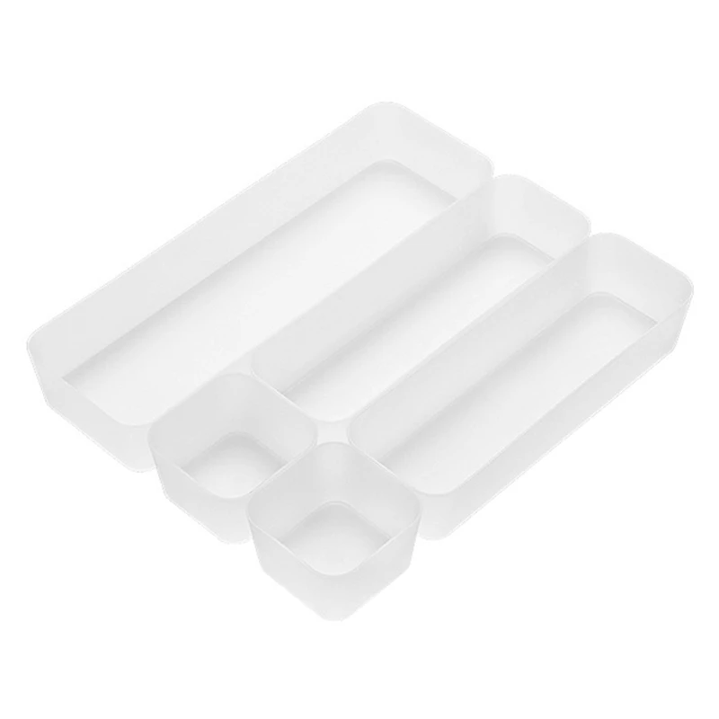 

HOT SALE 5Pcs Drawer Organizer Box Frosted Plastic Storage Box For Cosmetic Desk Storage Box Living Room Sundries Organizer
