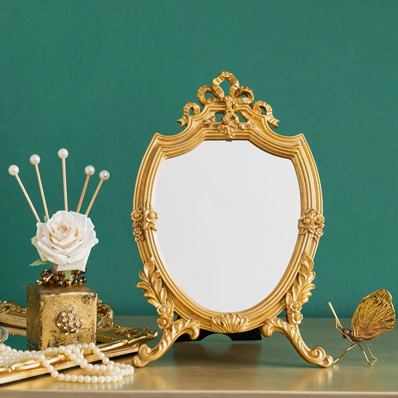 

Nordic Round Makeup aesthetic Mirror Wall Decor Gold Design Portable Bedroom Mirror living room Decoration espelho parede decor