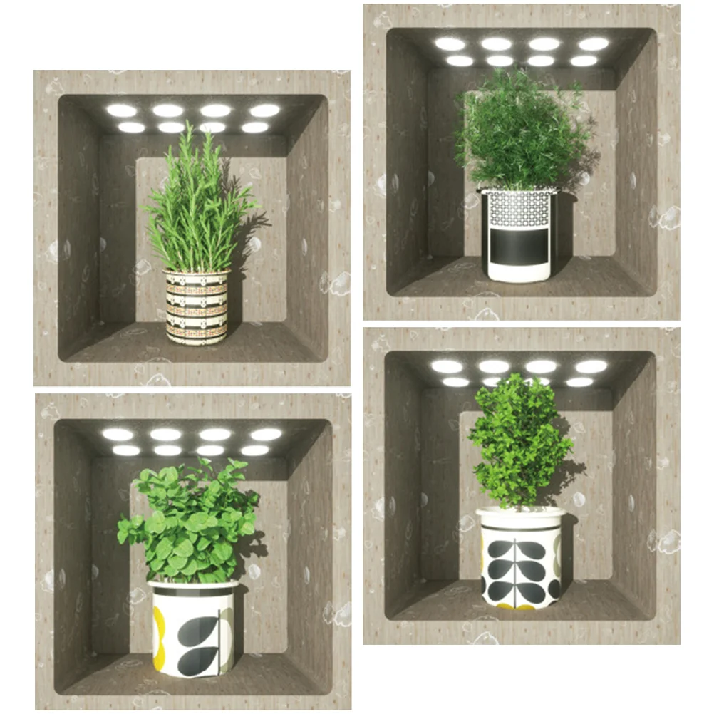 

4Pcs 3D Sticky Wall Decal Self-Adhesive Wall Decal Living Room Wall Stickers