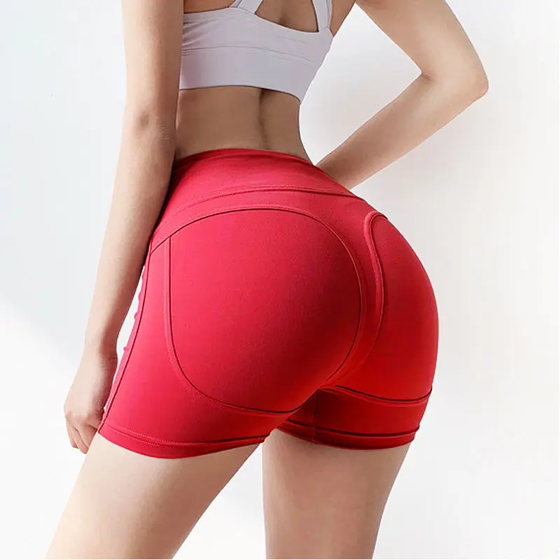 

Open-Crotch Pants Yoga Peach Heart Pants Internet-Famous Outdoors Sexy Fitness Training Short Short Lnvisible Zipper Straight