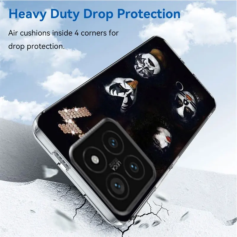 Прозрачный чехол для телефона Kiss Rock Band Xiaom Mi 12 12T 11T 10T 9T 13 11 10 9 8 Lite CC9 CC9E Pro 6X 5X A1 A2 A3 Cover