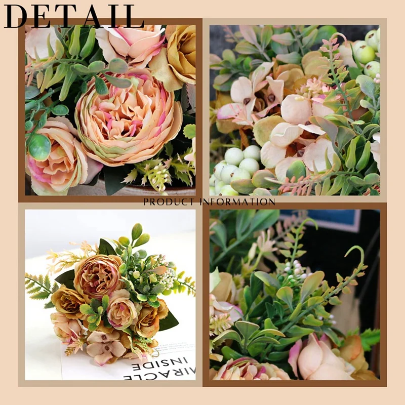 Promotion! Artificial Flowers 2Pcs Fake Peony Silk Hydrangea Flower Bouquet Arrangements Table Centerpieces |