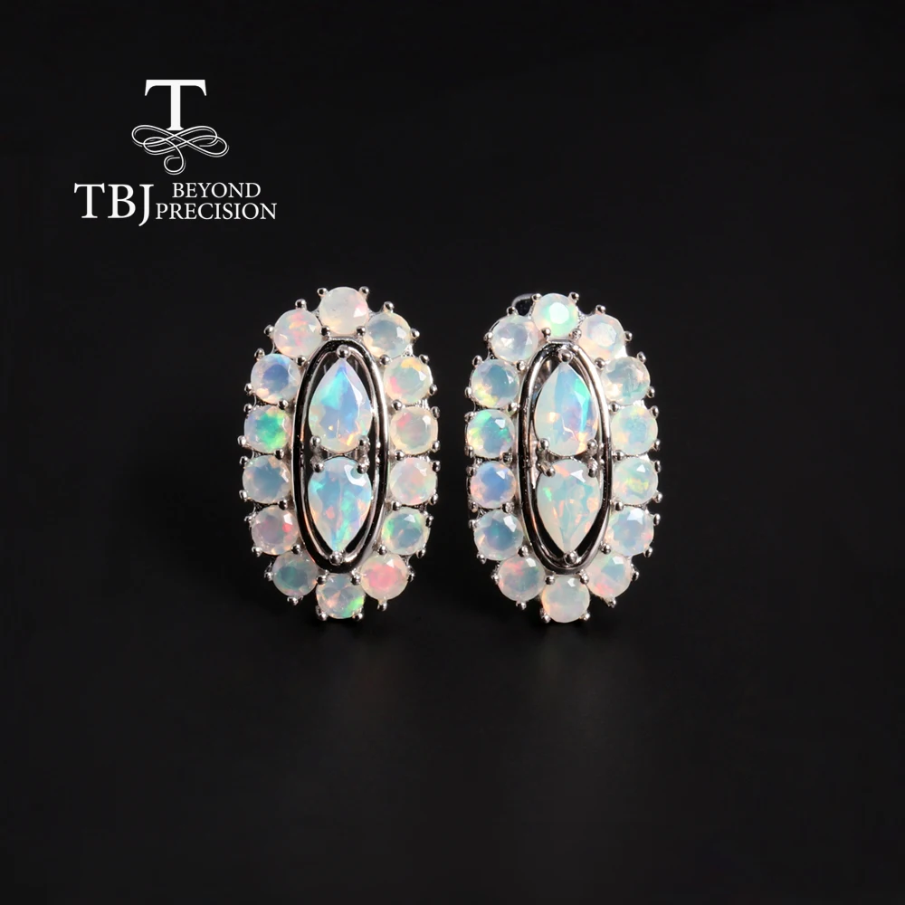 Блестящие Серебряные серьги с опалом 3 5 Карата натуральные драгоценные камни