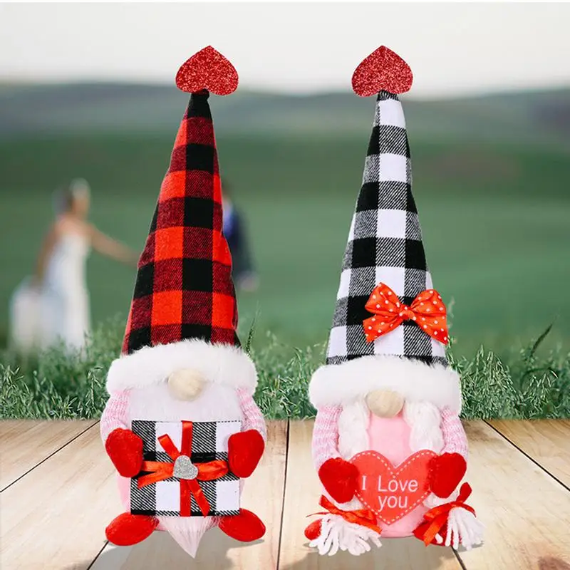 

Faceless Gnomes Valentine Decoration Plaid Valentine Faceless Gnome Plush Home Indoor Decoration Party Favor Table Decor Doll To