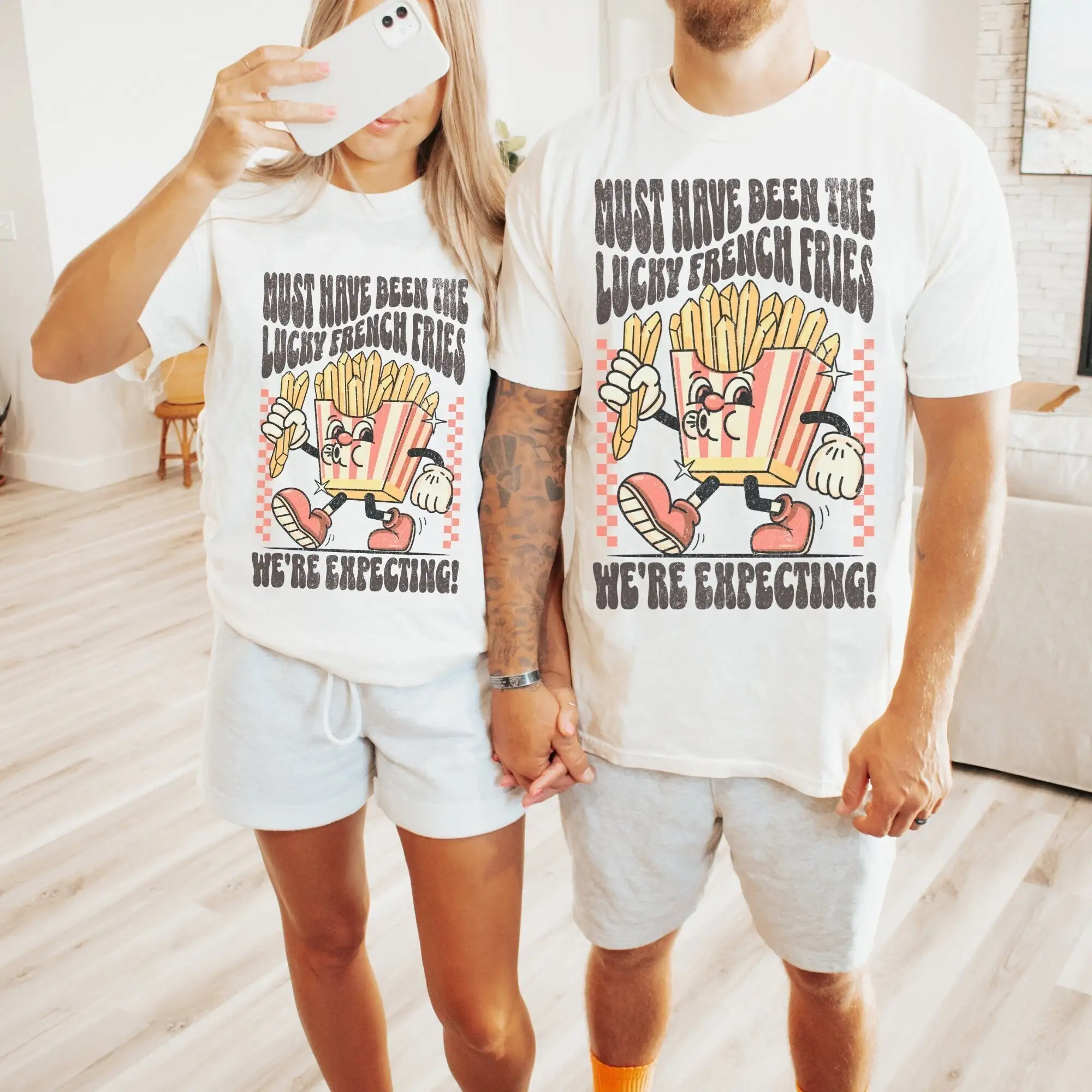 Футболка с объявлением о беременности для пар IVF Lucky French Fry Baby беременных милые
