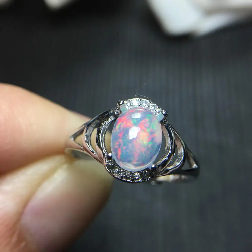 

MeiBaPJ Natural Colorful Opal Gemstone Fashion Ring for Women Real 925 Sterling Silver Charm Fine Wedding Jewelry