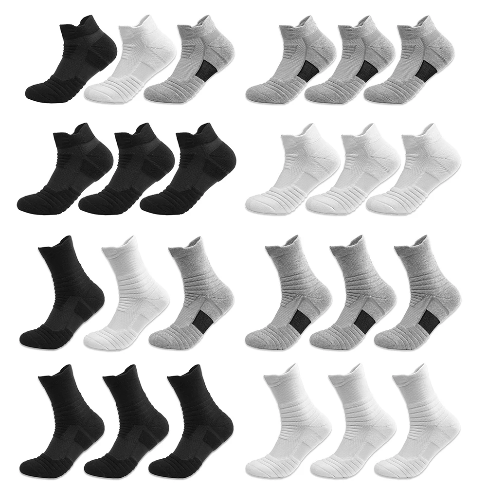 

Противоскользящие футбольные носки для мужчин и женщин, 3 пары, хлопковые короткие длинные футбольные носки, дышащие дезодорирующие носки