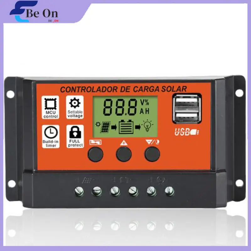 

10a 20a 30a Solar Charge Controller Pwm Intelligent Lcd Display Dual Usb Charging 12v/24v Auto With Dual Usb 5v Solar Regulator