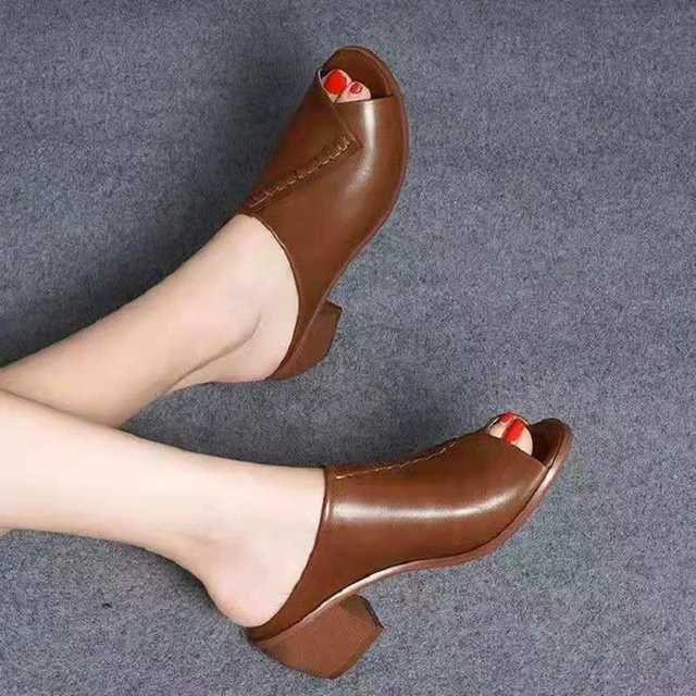 Thick-heeled Soft Leather Outdoor 