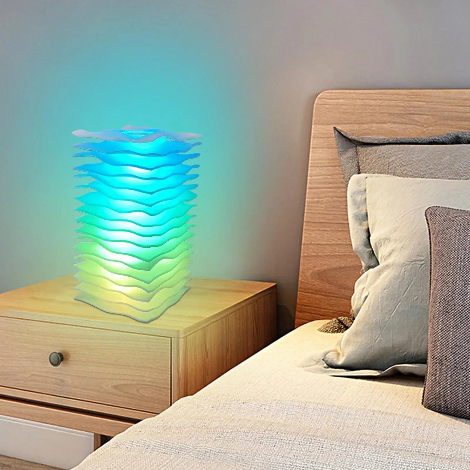

Bedside Table Lamp Cabinet Modern with Remote Egb Color Changing Night Light