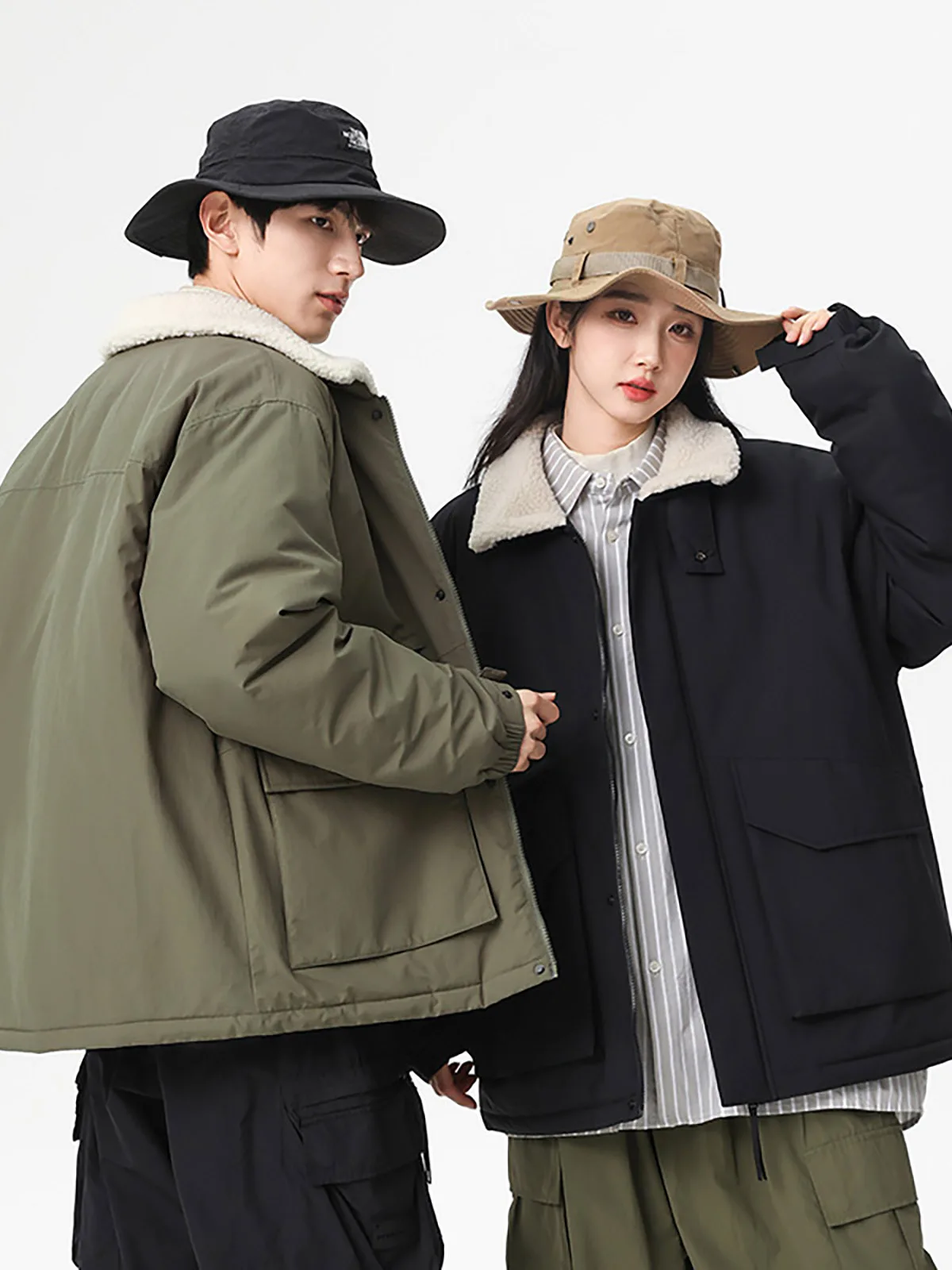 Зимняя трехмерная карманная берберская флисовая куртка на хлопковой подкладке