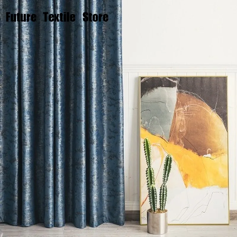 Modern Curtains for Living Room Bedroom Light Luxury Velvet Bronzing Curtains High-end Flannel Finished Product Customization