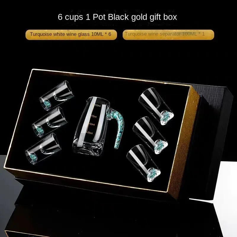 1 горшок 6 чашек бирюзового бокала Baijiu роскошный бокал искусственная кожа