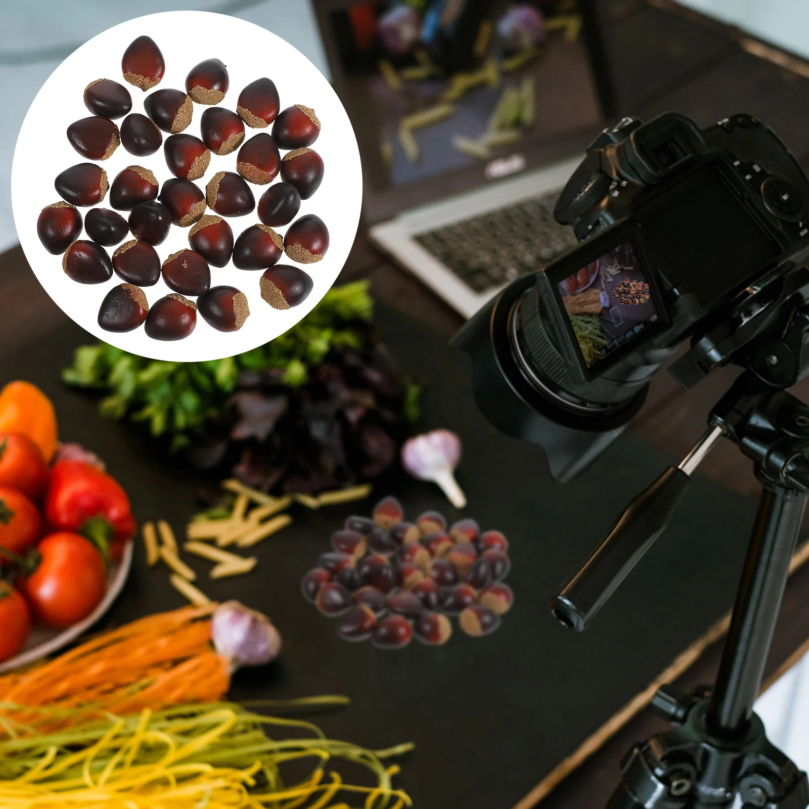 30 Pcs Foam Chestnut Artificial Ornaments Fake Nuts Model Chestnuts Lifelike Decoration Home Decorations for Display Fruit