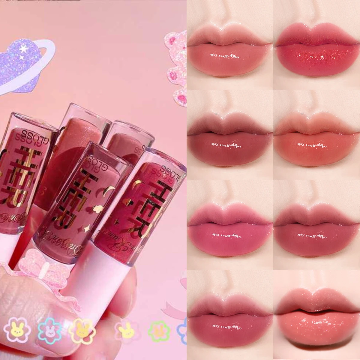 

8 Colors Mirror Lipstick Long Lasting Moisturizing Lips Plumper Shiny Lip Gloss Lip Tint Women Makeup Lip Glaze Cosmetics